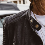 Remy | Women's Biker Jacket with Ribbed Sleeves