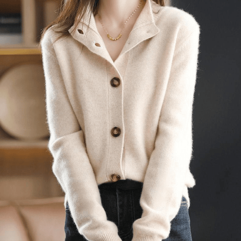 Rhiannon | Women's Mock Neck Button Cardigan