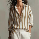 Romilda | Women's Striped Collared Long Sleeve Blouse