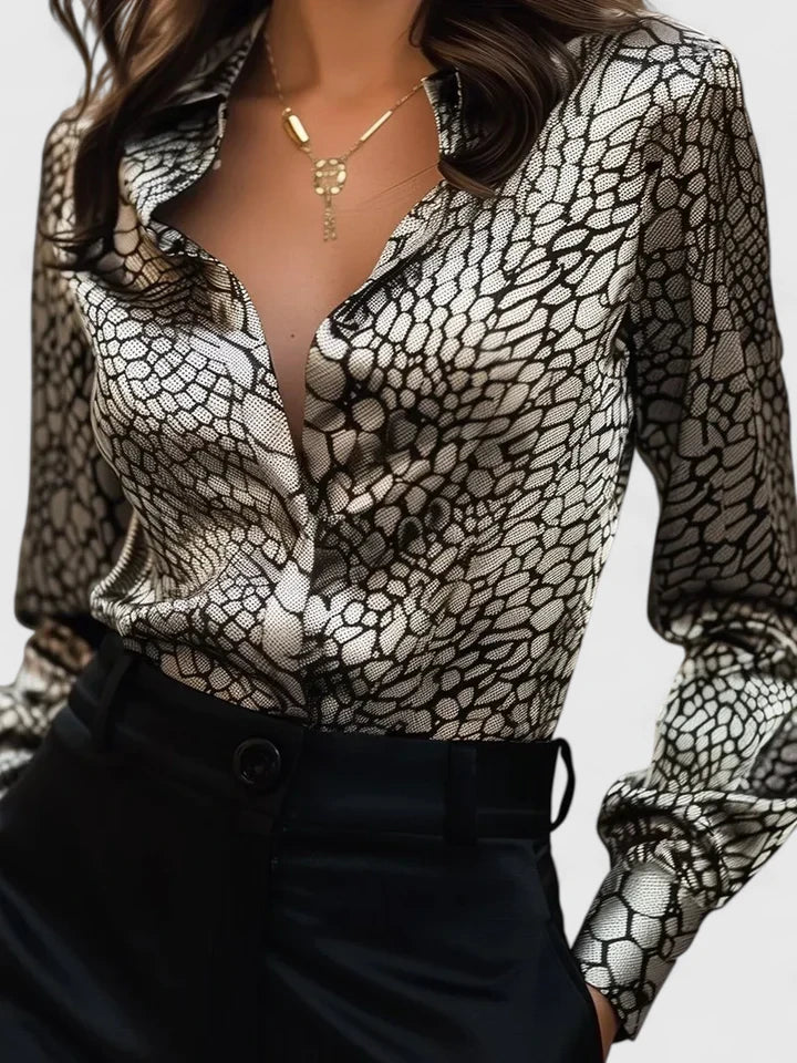 Rosabel | Women's Leopard Print Long Sleeve Shirt