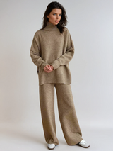 Rowan | Women's Turtleneck Wide Leg Knit Lounge Set
