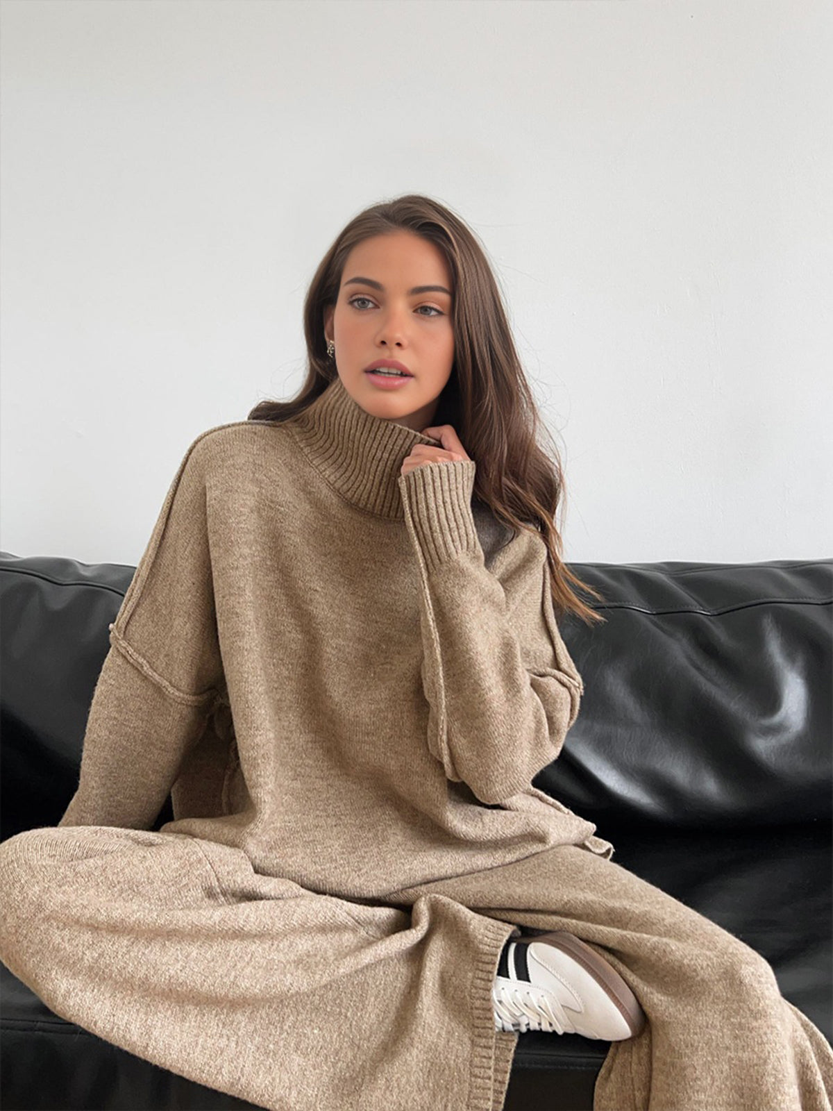 Rowan | Women's Turtleneck Wide Leg Knit Lounge Set