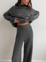 Rowan | Women's Turtleneck Wide Leg Knit Lounge Set