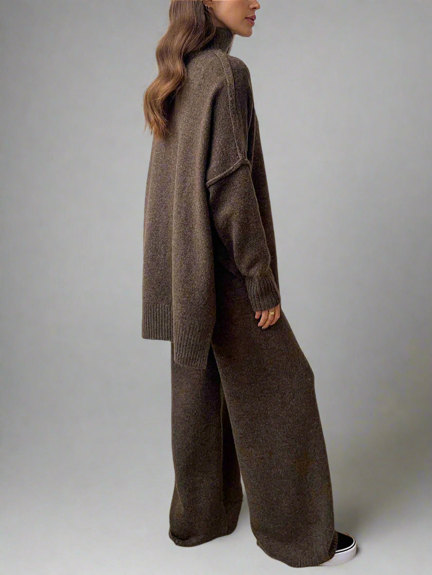 Rowan | Women's Turtleneck Wide Leg Knit Lounge Set