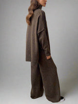 Rowan | Women's Turtleneck Wide Leg Knit Lounge Set