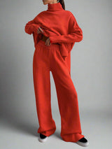 Rowan | Women's Turtleneck Wide Leg Knit Lounge Set