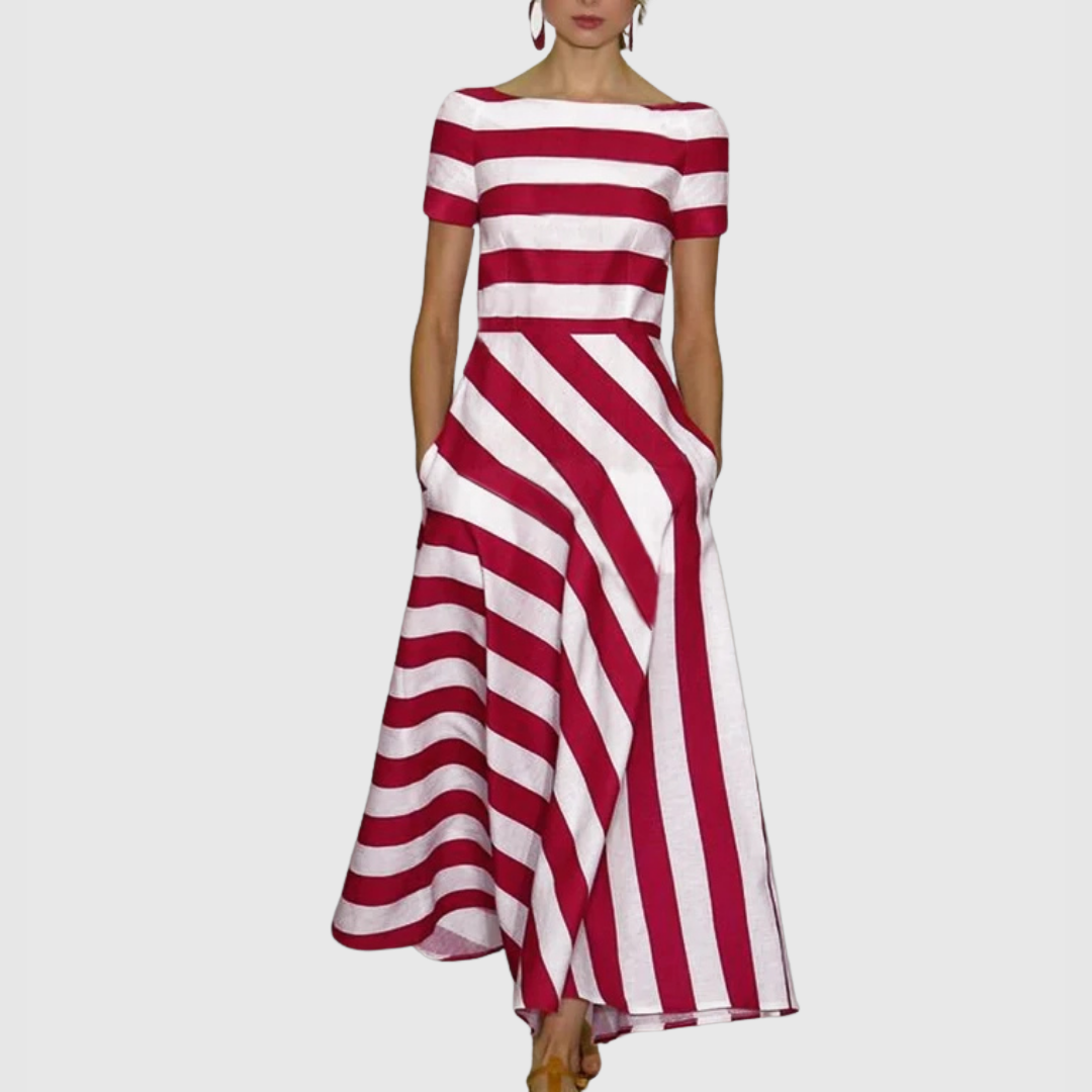 Rowella | Women's Striped Short Sleeve Maxi Dress