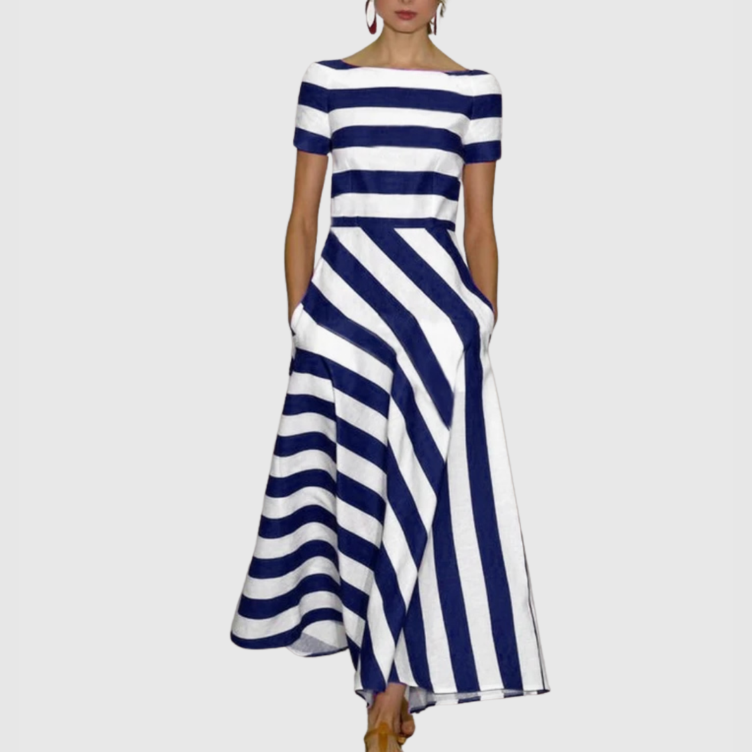 Rowella | Women's Striped Short Sleeve Maxi Dress