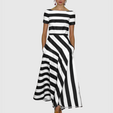 Rowella | Women's Striped Short Sleeve Maxi Dress