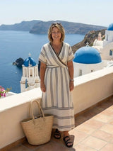 Roxy | Women's Striped V-Neck Wrap Maxi Dress