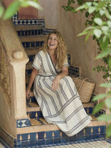 Roxy | Women's Striped V-Neck Wrap Maxi Dress