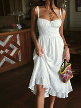 Isla | Women's Ruffle Hem Cami Midi Dress Sleeveless Summer