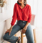 Sabrina | Women's Button Front V-Neck Long Sleeve Top
