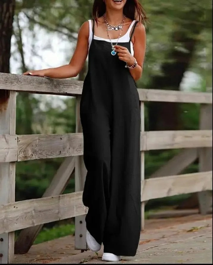 Saoirse | Women's Sleeveless Wide Leg Overall Jumpsuit