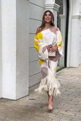 Saskia | Women's One Shoulder Fringe Midi Set