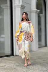 Saskia | Women's One Shoulder Fringe Midi Set