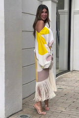 Saskia | Women's One Shoulder Fringe Midi Set