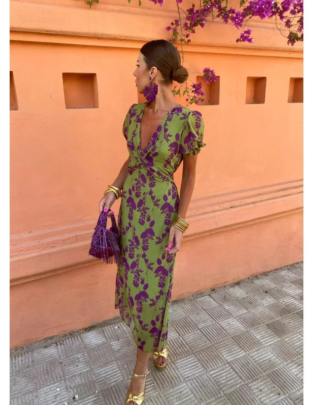 Savana | Women's Floral Wrap Midi Dress
