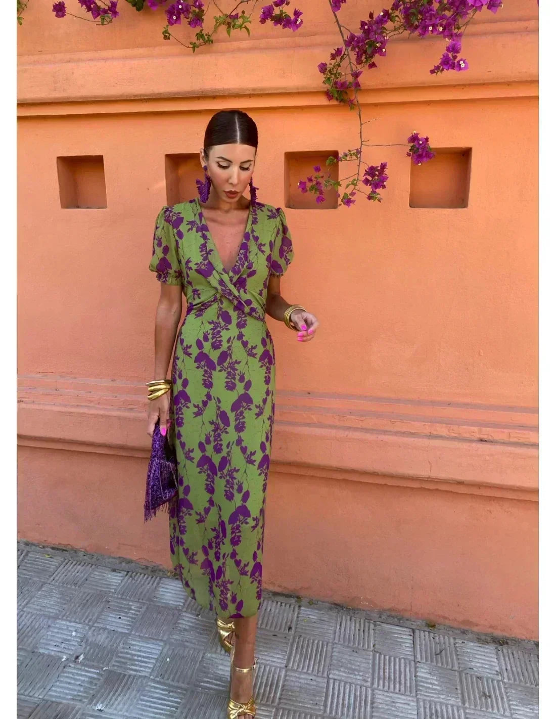 Savana | Women's Floral Wrap Midi Dress