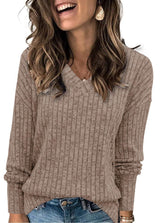 Seraphine | Women's V Neck Ribbed Oversized Sweater