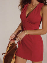 Ruby | Women's V-Neck Sleeveless Mini Dress Fitted Summer