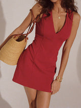 Ruby | Women's V-Neck Sleeveless Mini Dress Fitted Summer