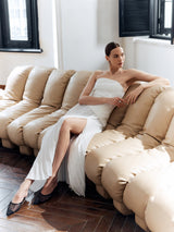Aria | Women's Pleated Strapless Maxi Dress Side Split Elegant