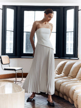 Aria | Women's Pleated Strapless Maxi Dress Side Split Elegant