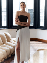 Aria | Women's Pleated Strapless Maxi Dress Side Split Elegant