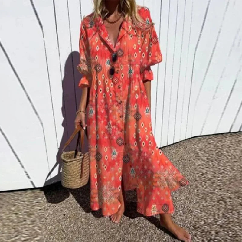 Sorcha | Women's Floral Print Button-Front Maxi Dress