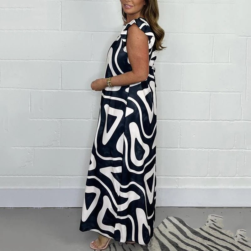 Zola | Women's Abstract Print Sleeveless Maxi Jumpsuit