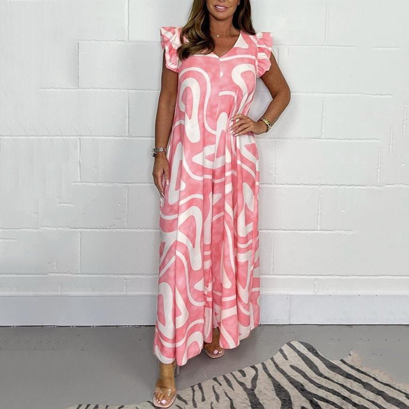 Zola | Women's Abstract Print Sleeveless Maxi Jumpsuit