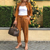 Zélie | Women's Linen Two-Piece Set Button Shirt & Drawstring Trousers