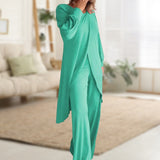 Danielle | Women's Two-Piece Lounge Set Long Sleeve Top & Wide-Leg Trousers