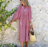 Margot | Women's V-Neck Puff Sleeve Boho Floral Maxi Dress