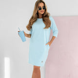 Lieka | Women's Sweatshirt Dress 3/4 Sleeve Round Neck Casual Mini Dress