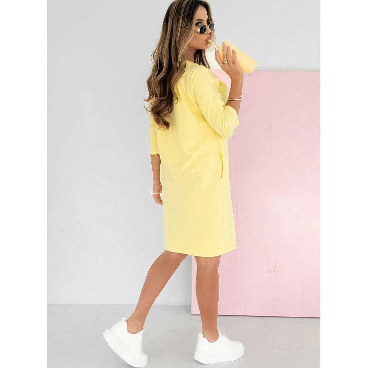 Lieka | Women's Sweatshirt Dress 3/4 Sleeve Round Neck Casual Mini Dress