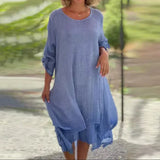 Rosa | Women's Layered Lace Hem Midi Dress 3/4 Sleeve Relaxed