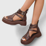 Zena | Women's Platform Gladiator Sandals Multi-Strap Buckle