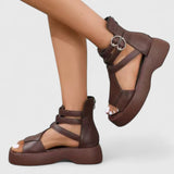Zena | Women's Platform Gladiator Sandals Multi-Strap Buckle