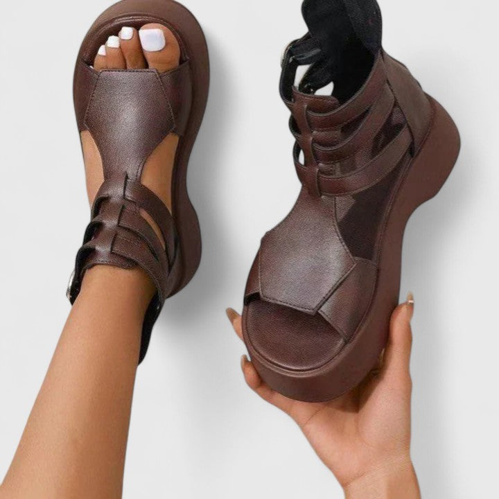 Zena | Women's Platform Gladiator Sandals Multi-Strap Buckle