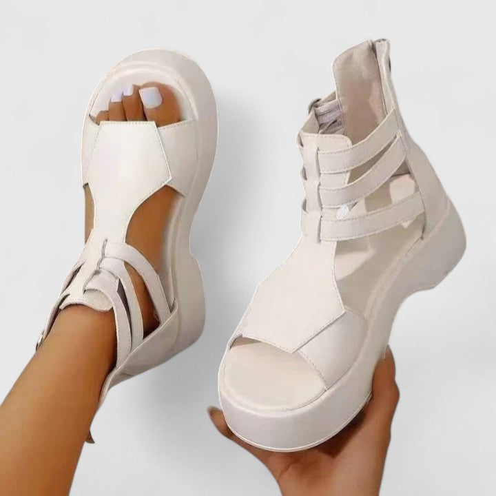 Zena | Women's Platform Gladiator Sandals Multi-Strap Buckle