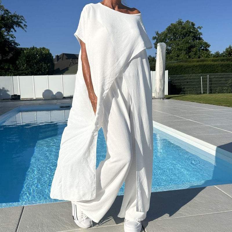 Nora | Women's 2 Piece Oversized Top and Wide Leg Trousers Set