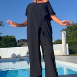 Nora | Women's 2 Piece Oversized Top and Wide Leg Trousers Set