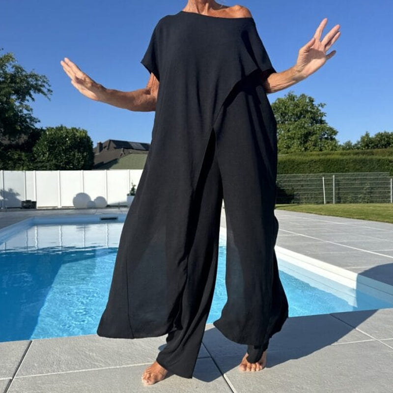 Nora | Women's 2 Piece Oversized Top and Wide Leg Trousers Set