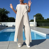 Nora | Women's 2 Piece Oversized Top and Wide Leg Trousers Set