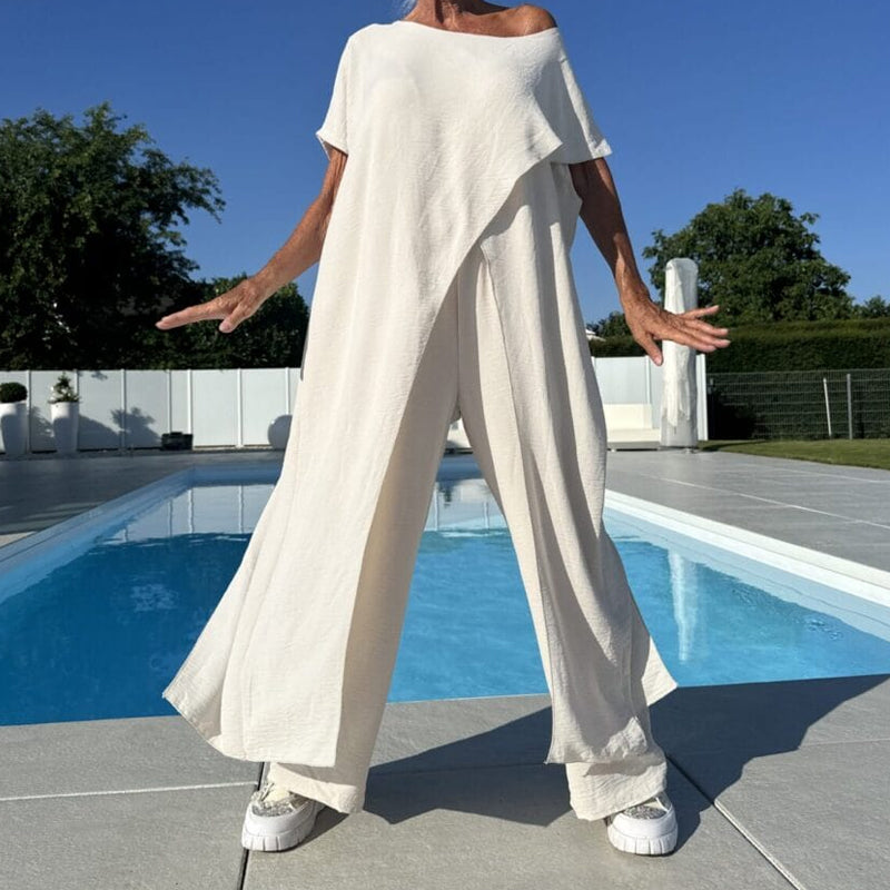 Nora | Women's 2 Piece Oversized Top and Wide Leg Trousers Set