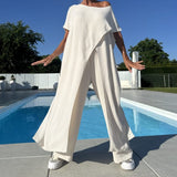 Nora | Women's 2 Piece Oversized Top and Wide Leg Trousers Set