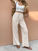 Taini | Women's Striped High Waist Wide Leg Pants