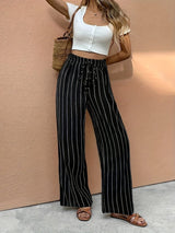 Taini | Women's Striped High Waist Wide Leg Pants